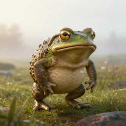 epic professional digital portrait art of a smiling  anthropomorphic toad on a morning stroll along the misty moors, best on artstation, cgsociety, wlop, Behance, pixiv, astonishing, impressive, outstanding, epic, cinematic, stunning, gorgeous, concept artwork, much detail, much wow, masterpiece.
