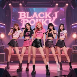 kpop band blackpink giving me a private concert in my living room, full body characters, anime, trending on artstation, beautiful, intricate complexity, digital painting, cute anime, disney, pixar, cinematic, volumetric lighting, subsurface scattering, photorealistic, h 1 0 2 4