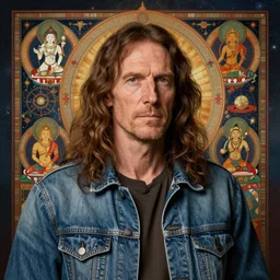 an awesome jean giraud and richard corben work of art of timothy leary in the style of a renaissance masters portrait, new tibetan book of the dead imagery and new - age symbolism, intricately detailed, 4 k, cgsociety, unreal engine