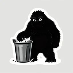 logo of a sasquatch crushing a trashcan, realistic, silhouette, simple background,