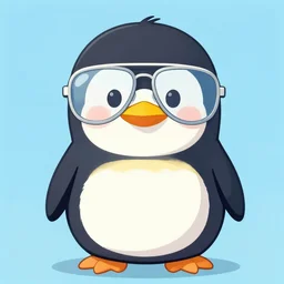 penguin with aviator glasses. cartoon.