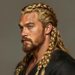 Jason Momoa with braided blond hair, twisted braid, gorgeous, amazing, elegant, intricate, highly detailed, digital painting, artstation, concept art, sharp focus, illustration, art by Zdzislaw Beksinski