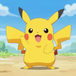 a pokemon pikachu doing the peekaboo kids game, in pokemon cartoon style