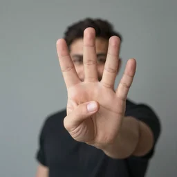 a man holding up 3 fingers
