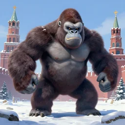 angry king kong attacks winter kremlin, digital painting, very detailed environment, art by artgerm and boris vallejo
