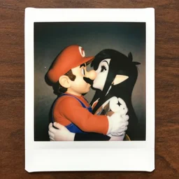 Polaroid photo of Mario kissing Shadow on the lips, award winning