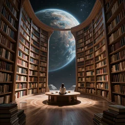 a futuristic library on a distant planet, dramatic, epic composition, epic lighting, trending on artstation, octane render, 8 k, hd,