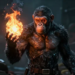 a portrait of dark ape casting fire - ball and shoot it, cyberpunk concept art, trending on artstation, highly detailed, intricate, sharp focus, digital art, 8 k
