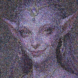 purple skin, Tiefling , smiling, beautiful detailed eyes, cute, fantasy, intricate, elegant, highly detailed, digital painting, 4k, HDR, concept art, detailed jewelry, smooth, sharp focus, illustration, by Wayne Reynolds