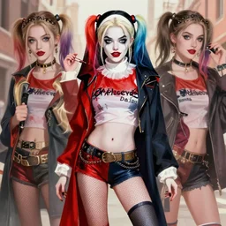beautiful female character inspired by venice carnival, harley quinn and nun | | digital artwork made by greg rutswork, anna dittmann and lois van barlee, symmetrical, anatomically correct