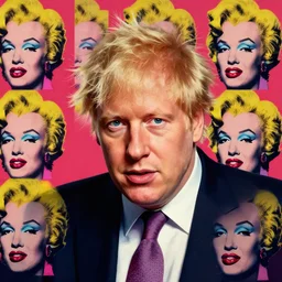 epic professional digital painting of boris johnson with messy hair, repeated pattern in marilyn diptych by andy warhol, epic, stunning, gorgeous, much wow, masterpiece.