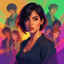 portrait of beautiful woman with short hair, maya ali mage, gloomhaven, dynamic lighting, gaudy colors, octane render aesthetic, matte painting concept art, official fanart behance hd artstation by jesper ejsing, by rhads and makoto shinkai and lois van baarle and ilya kuvshinov and rossdraws