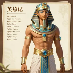 character sheet for a egypt male for genshin impact by greg rutkowski, by studio ghibli, digital art, trending on artstation, hd, 8 k, highly detailed, good lighting, beautiful, masterpiece