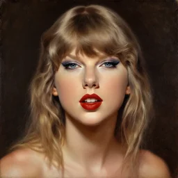 baroque style painting of taylor swift, portrait, symmetrical features, perfect,