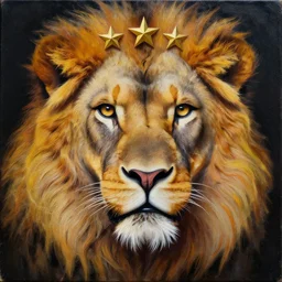 Intricate five star Lion portrait by Pablo Picasso, oil on canvas, HDR, high detail, Photo realistic, hyperrealism,matte finish, high contrast, 3d depth, masterpiece, vivid and vibrant colors, enhanced light effect, enhanced eye detail,artstationhd