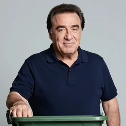 beautiful portait photograph of danny devito as a trashman