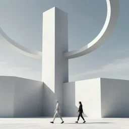 of a highly detailed photo of abstract architecture mixing between real and fake world, vertical tower upside down with curve going to the sky, walking towards planet earth with black stars and sky dark above, black and white color, portals in the background, art nouveau, cyber punk, high contrast, black point,