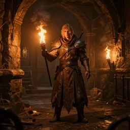delicious torch lit prison dungeon jail cell alchemist light magic atmospheric unreal engine hyperreallistic render 8k character concept art masterpiece screenshot from the video game the Elder Scrolls V: Skyrim moody orange 2700K global illumination