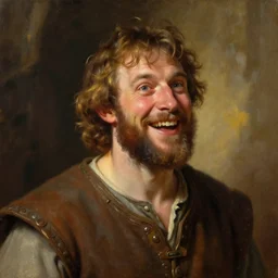 greg manchess oil matte portrait painting, cheerful medieval peasant, all emotions, medieval, fantasy, wonderful masterpiece highly detailed, scifi, beautiful cinematic light deep focus, elegant, digital painting, smooth, sharp focus, golden ratio, dramatic illumination, ultra realistic, 4 k, art by greg rutkowski wlop rossdraws
