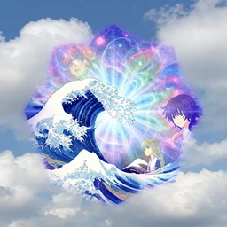 cloudy sky, holographic, kaleidoscope, psychedelic, hokusai, cosmic energy by kelly mckernan, yoshitaka amano, ryohei hase, hiroshi yoshida, moebius, artgerm, bright cinematic rainbow iridescent colors, inspired by dnd, iridescent rainbow aesthetic, fine detail, 4 k, anime, manga, digital art, artstation, w