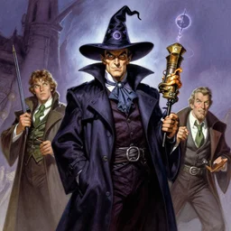 columbo wearing an wizard's trench coat and a mystical hat by simon bisley, john blance, frank frazetta, fantasy, wizard