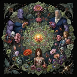 the platonic ideal of flowers, rotting, insects and praying of cletus kasady carnage thanos dementor doctor manhattan chtulu mandelbulb spirited away lichen mandala davinci the witcher botw, d & d, fantasy, ego death, decay, dmt, psilocybin, art by greg rutkowski and anders zorn and john bauer