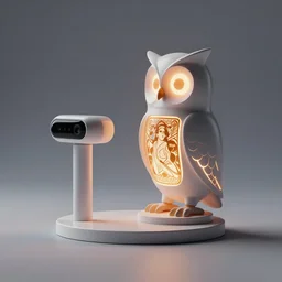 product photo of the most useless thing ever invented, minimalistic kindchenschema, by artgerm and greg rutkowski and marc newson and zaha hadid, alphonse mucha, samsung apple webcam, sleek matte glossy materials, neon, owl nycticebus fennec inspired. side view, volumetric light, detailed, octane render, midsommar