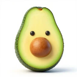 a photo of a happy avocado with a face