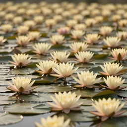 lily Pad covered with millions of Lotus flowers, golden hour, close up, DOF, 8k, artstation,