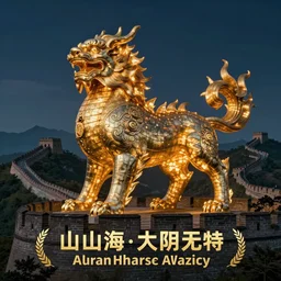 the Chinese ancient mythology beast in Shanhaijing on the Great Wall, by Shan Ze