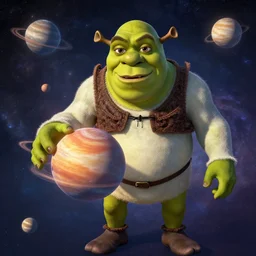 planet sized Shrek travels through galaxy and consumes planets in to his mouth