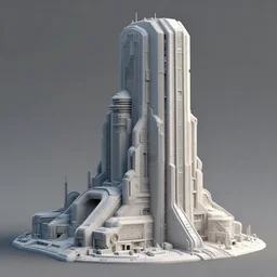 3d sculpt of a thick futurist scifi building inspired by the matrix, star wars, ilm, beeple, star citizen halo, mass effect, starship troopers, elysium, the expanse, high tech industrial, Artstation Unreal