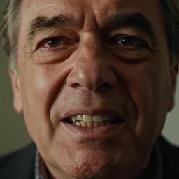7 0 s movie still of a old man with trypophobia teeth, cinestill 8 0 0 t 3 5 mm, heavy grain, high quality, high detail