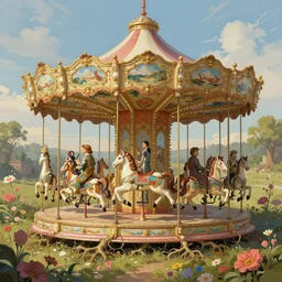 a beautiful digital illustration painting of a fantasy carousel in overgrown roots, flowers by benoit b. mandelbrot, steven belledin, martin johnson heade, lee madgwick, caspar david friedrich, and david rios ferreira. 8 k resolution trending on artstation concept art digital illustration