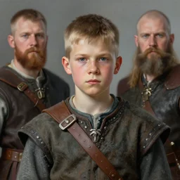 portrait of a heroic young viking boy, art by denys tsiperko and bogdan rezunenko and franz xaver kosler, hyperrealism