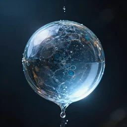 professional photo of the magical element of water, glass perfectly round sphere hovering in the air, arcane magic, ultra detailed, dramatic lighting, caustics