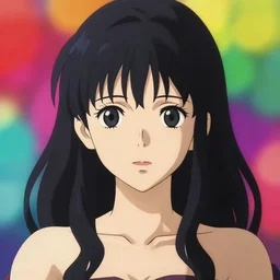 symmetry!! anime art portrait character, concept art, anime key visual of elegant, black hair and large eyes, finely detailed perfect face delicate, calm expression, vibrant colourful background, bokeh, sharp focus, illustration, cinematic lighting, trending on pixiv fanbox, artstation, art by studio ghibli, extremely high quality artwork,