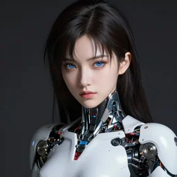 female cyborg portrait, by Masamune Shirow