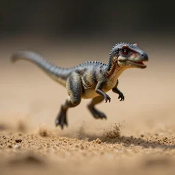 macro photo by national geographic of a tiny dinosaur jumping out through sand, fast shutter speed, motion blur, tiny gaussian blur, insanely detailed, insanely intricate, depth of field, low contrast, wide aperture, action photography