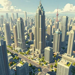 city highly detailed visualisation in solarpunk style
