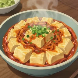mapo tofu cartoon, anime food, studio ghibli food!!!!!