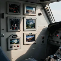 cockpit panels on the wall, photo