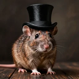 portrait of a rat with top - hat by russ mills