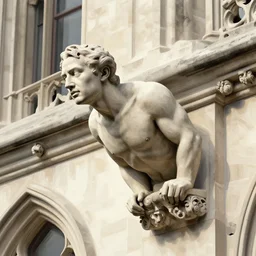 richard nixon gargoyle gothic building detailed illustration