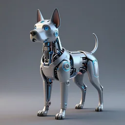 a cybernetically enhanced dog, digital art, 3 d render, blender,