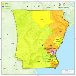 a colorful map of arkansas