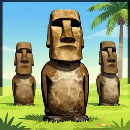 Moai statue gta cover art, no text, trending on artstation, artstationHQ