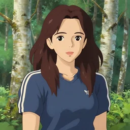portrait art of beautiful anime girl emma stone in summer adidas outfit, birch tree on background, art by studio ghibli, makoto shinkai, artstation, great rutkowski, perfect face, intricate details, 4 k