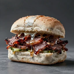 pulled pork sandwich in the style of h.r. giger, sculpture, marble, metal, alien movie