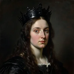 The portrait of Lady in black wax crown by Jacques-Louis David, dark fantasy, witcher, very detailed oil painting, masterpiece, 8k